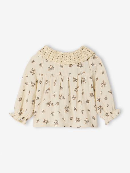 Blouse imprimée bébé avec col en crochet vanille - vertbaudet enfant 