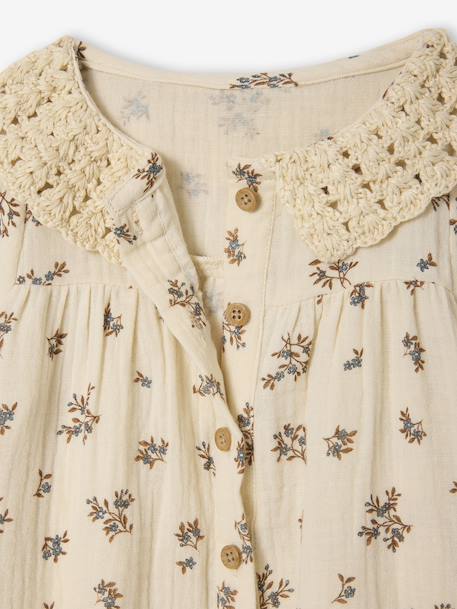 Blouse imprimée bébé avec col en crochet vanille - vertbaudet enfant 