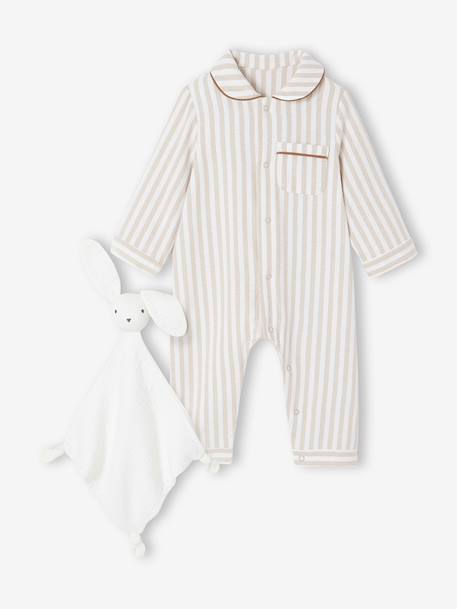 Babyslaappakje set in flanel + knuffels beige - vertbaudet enfant 