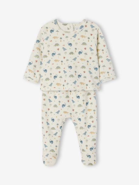2-delige set pyjama's voor pasgeborenen in fluweel / velours ecru - vertbaudet enfant 
