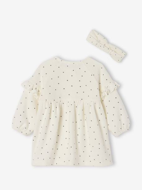 Ensemble naissance robe + bandeau imprimés coeurs écru - vertbaudet enfant 