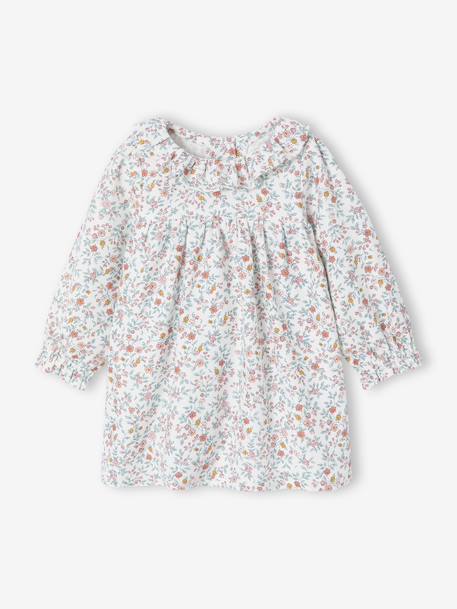 Babypakje met jurk met bloemenprint + panty's ecru - vertbaudet enfant 