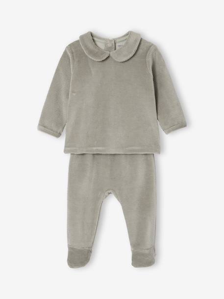 Lot de 2 pyjamas naissance 2 pièces en velours vieux rose - vertbaudet enfant 