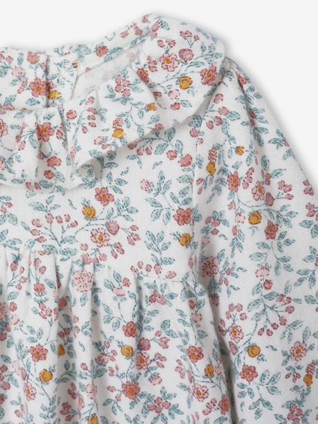 Babypakje met jurk met bloemenprint + panty's ecru - vertbaudet enfant 