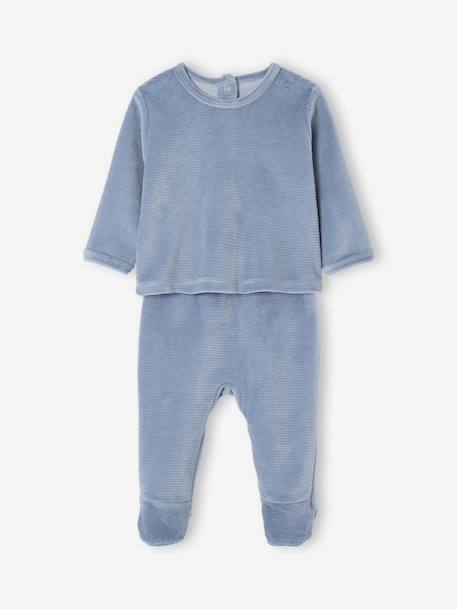 2-delige set pyjama's voor pasgeborenen in fluweel / velours ecru - vertbaudet enfant 