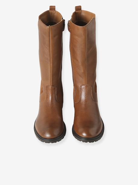 Bottes cavalières enfant fille cuir zippées marron - vertbaudet enfant 