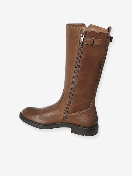 Bottes cavalières enfant fille cuir zippées marron - vertbaudet enfant 