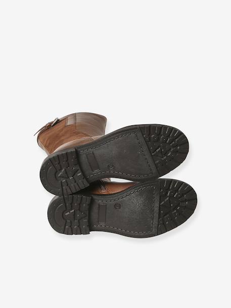 Bottes cavalières enfant fille cuir zippées marron - vertbaudet enfant 