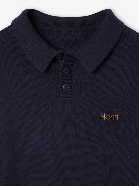 Pull Col Polo Couleur Uni bleu nuit - vertbaudet enfant 