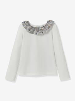 -T-shirt col en tissu Liberty coton biologique
