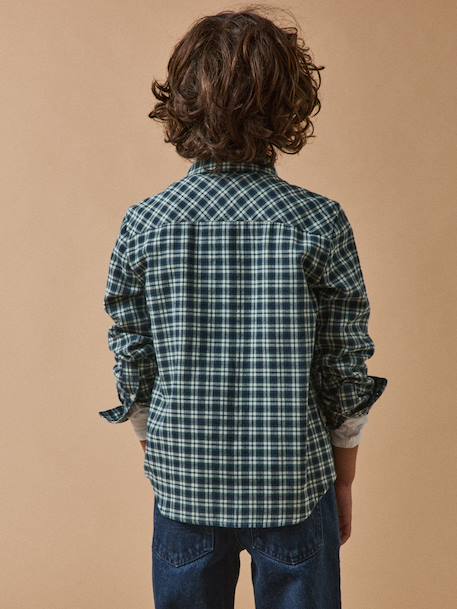 Geruit hemd voor jongens CYRILLUS blauw - vertbaudet enfant 