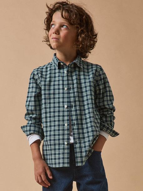 Chemise flanellisée garçon bleu - vertbaudet enfant 