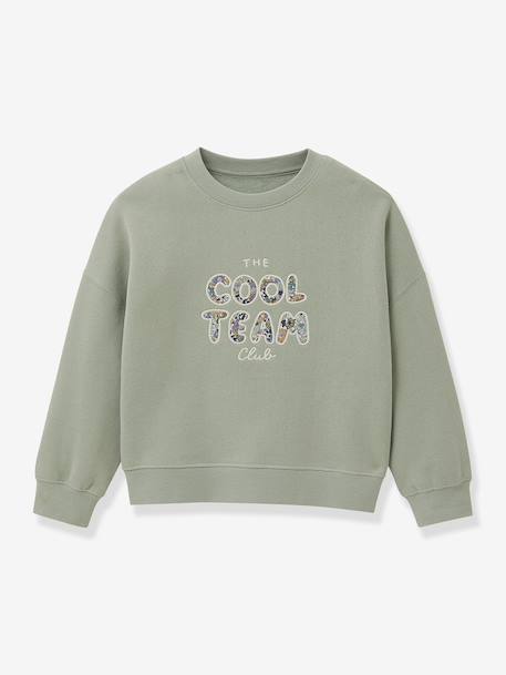 Sweat Cool Team Fille tissu Liberty coton biologique marine+vert d'eau - vertbaudet enfant 