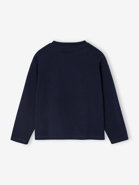 T-shirt met lange mouwen en letters voor meisjes ecru+marineblauw - vertbaudet enfant 