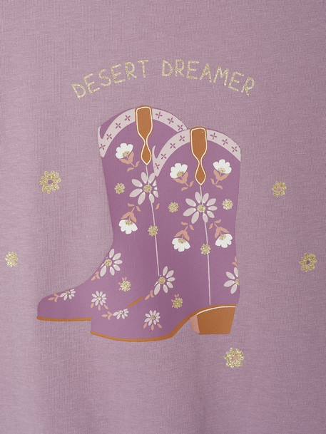 Tee-shirt fille à franges manches longues mauve - vertbaudet enfant 