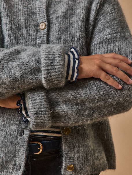 Vestje voor meisjes met wol en mohair CYRILLUS grijs - vertbaudet enfant 