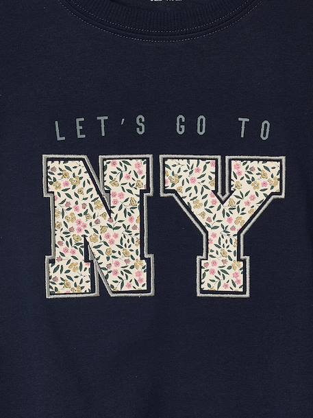 T-shirt animation lettres manches longues fille écru+marine - vertbaudet enfant 