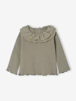 Bébé-T-shirt, sous-pull-T-shirt bébé manches longues avec collerette brodée