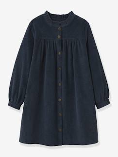 -Robe chemise fille en velours gaufré