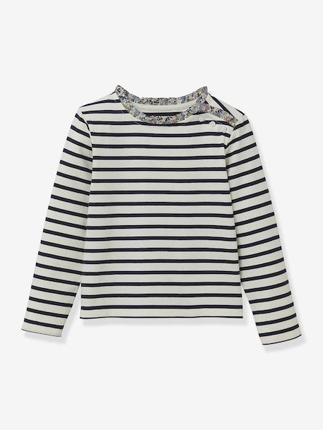 Fille-T-shirt, sous-pull-T-shirt marinière fille tissu Liberty coton biologique