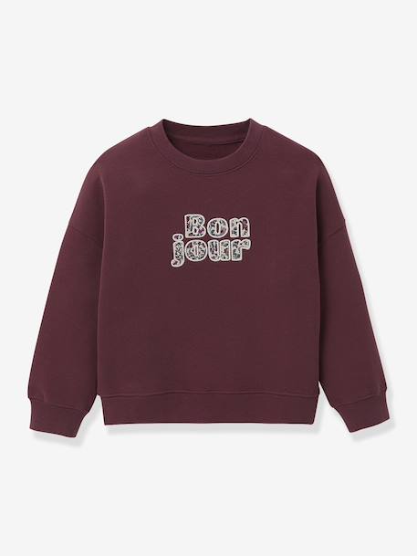 Sweat fille à message coton biologique bordeaux - vertbaudet enfant 