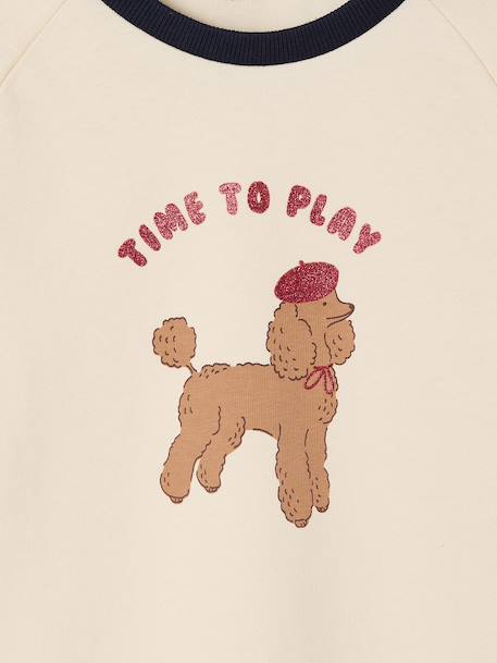 T-shirt fille motif chien détails glitter manches longues vanille - vertbaudet enfant 