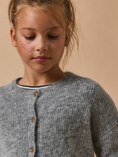 Vestje voor meisjes met wol en mohair CYRILLUS grijs - vertbaudet enfant 