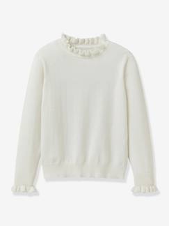 Meisje-Trui, vest, sweater-Trui-Trui met ruches voor meisjes CYRILLUS 