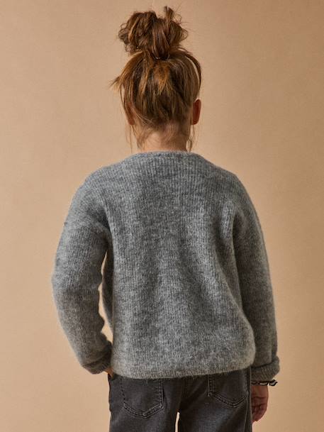 Vestje voor meisjes met wol en mohair CYRILLUS grijs - vertbaudet enfant 