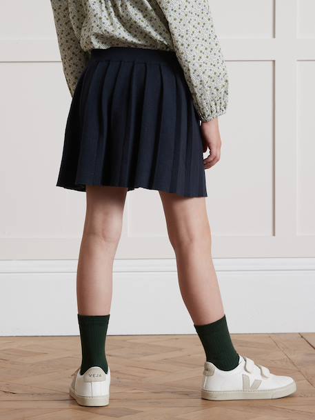Jupe plissée fille en tricot marine - vertbaudet enfant 