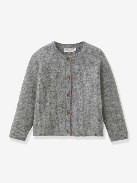 Fille-Pull, gilet, sweat-Gilet-Cardigan fille avec laine et mohair