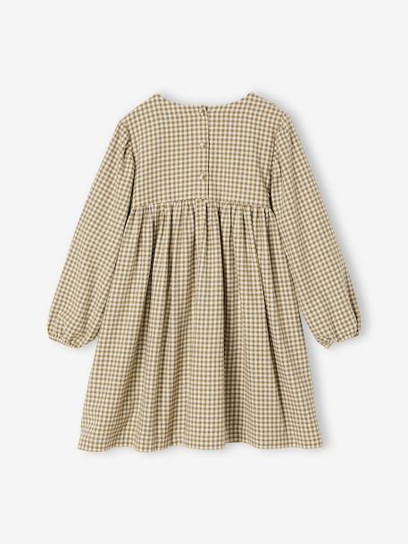 Robe vichy à volants fille carreaux gris+olive - vertbaudet enfant 