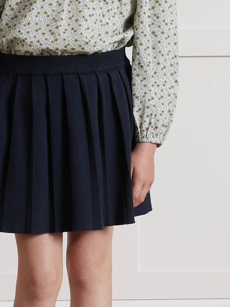 Jupe plissée fille en tricot marine - vertbaudet enfant 