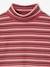 T-shirt col roulé en côtes fille framboise+multicolore+rayé bleu - vertbaudet enfant 