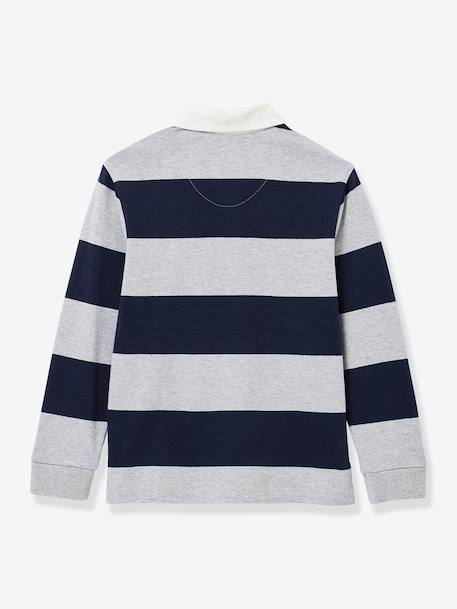 Polo-rugby rayé garçon coton biologique gris+vert - vertbaudet enfant 