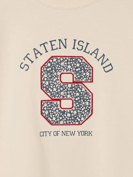 T-shirt animation lettres manches longues fille écru+marine - vertbaudet enfant 