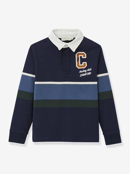 Polo-rugby rayé garçon coton biologique bleu - vertbaudet enfant 