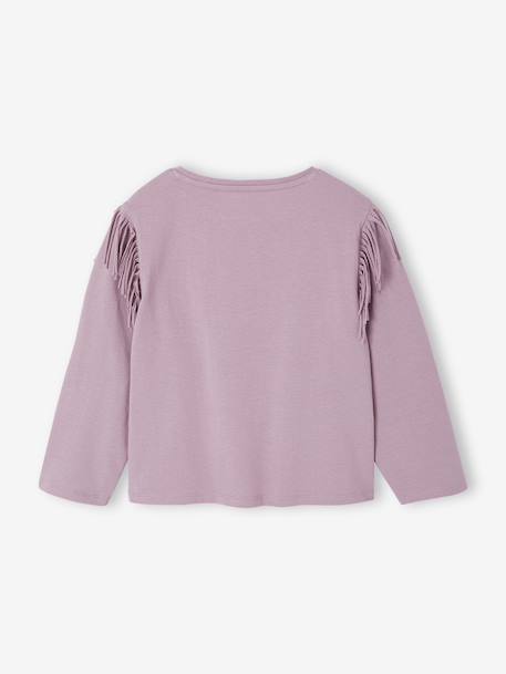 T-shirt met franjes voor meisjes met lange mouwen zachtpaars - vertbaudet enfant 
