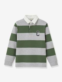 -Geruite rugby polo voor jongens van biologisch katoen CYRILLUS 