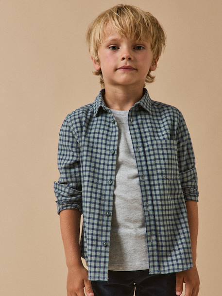 Chemise flanellisée à carreaux garçon vert - vertbaudet enfant 