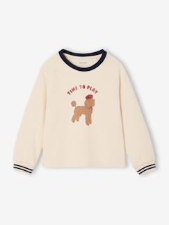 -T-shirt fille motif chien détails glitter manches longues