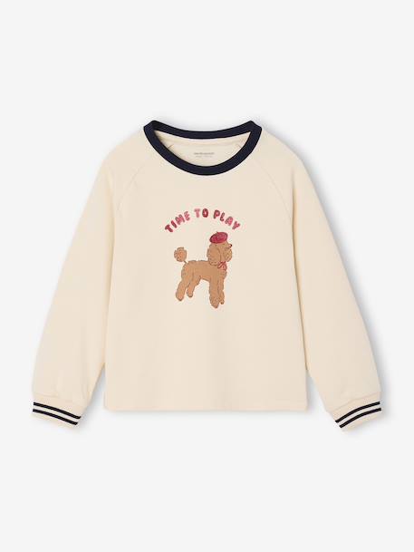 T-shirt fille motif chien détails glitter manches longues vanille - vertbaudet enfant 