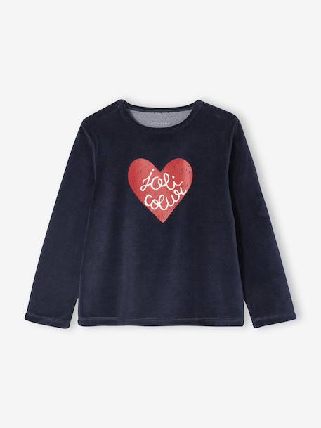 Set van 2 pyjama's fluweel / velours met hartjes voor meisjes ecru - vertbaudet enfant 