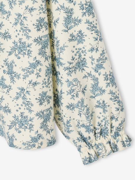 Chemisier à volant motifs fleurs fille écru - vertbaudet enfant 