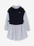 Robe-chemise fille effet 2 en 1 écru+gris chiné+marine - vertbaudet enfant 