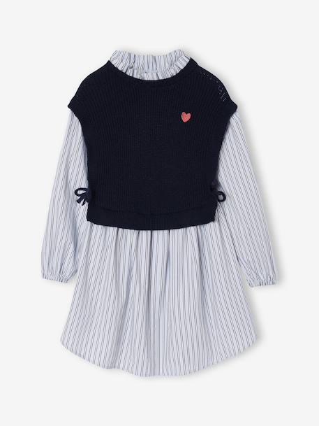 Fille-Robe-chemise fille effet 2 en 1 