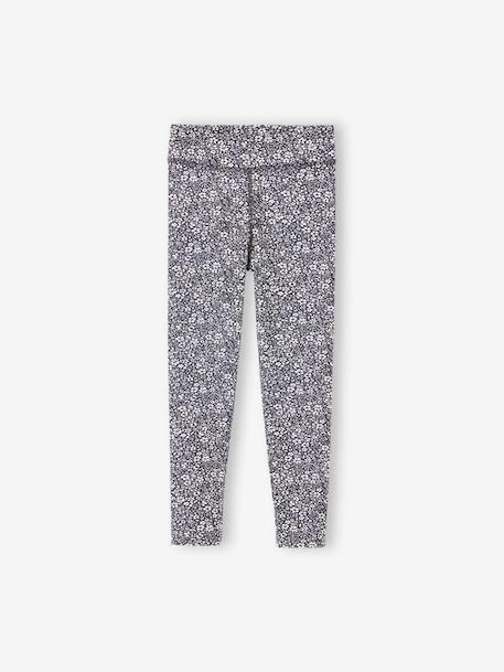 Technische sportlegging met print voor meisjes antraciet+oudroze - vertbaudet enfant 