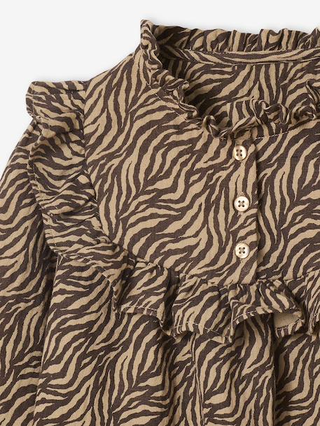 Blouse fille gaze de coton motif zébré chocolat - vertbaudet enfant 
