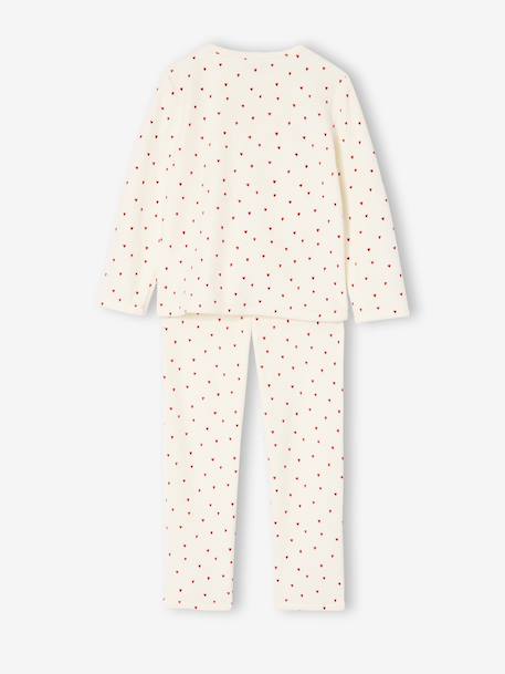 Lot 2 pyjamas fille velours coeurs écru - vertbaudet enfant 