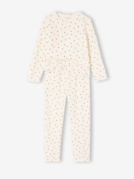 Lot 2 pyjamas fille velours coeurs écru - vertbaudet enfant 